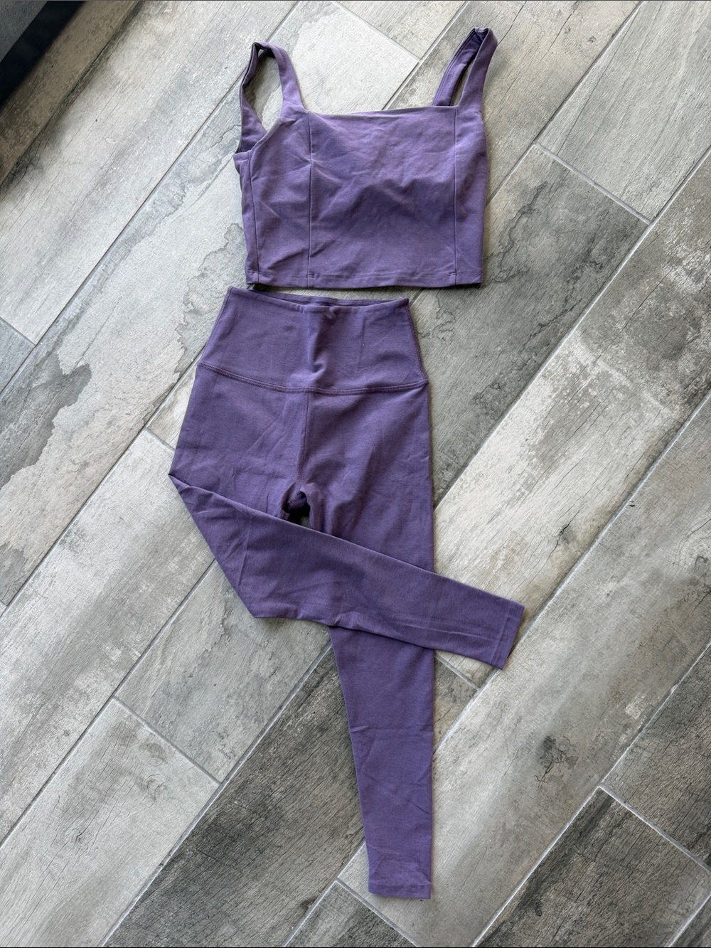 Beyond Yoga Purple Seamless Crop Tank & High-Waist Leggings Set